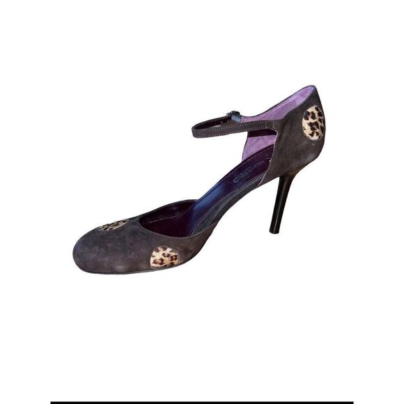Via Spiga Brown Suede/Leopard Design Suede/Pony Womens Size 10 Round Toe - Picture 2 of 8